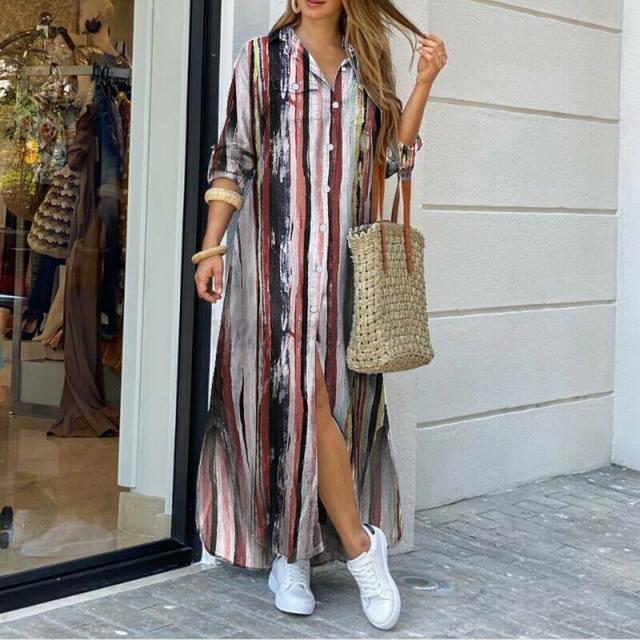 She's Subtle Long Sleeve Demin Shirt Dress