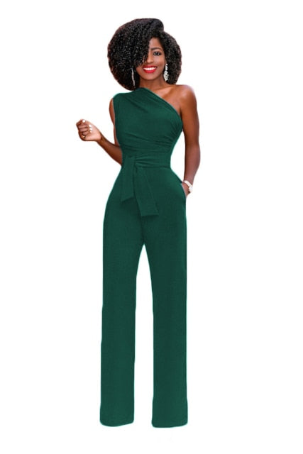 She's Chic Sexy One Shoulder Womens Jumpsuit