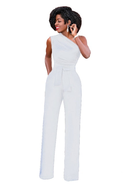 She's Chic Sexy One Shoulder Womens Jumpsuit