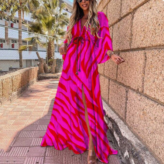 She's Elegant Deep V Neck Maxi Dresses Women