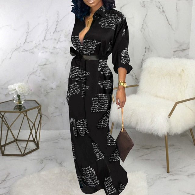 She's Powerful Tied Waist Long Sleeve Jumpsuit